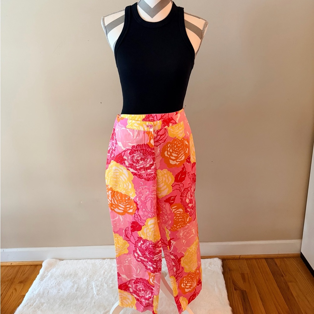 Lilly Pulitzer Floral Ankle Pants - Pink, Red, Yellow